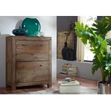 MASSIVMOEBEL24.DE Schuhschrank Sheesham 80 x 41 x 100 cm grau geölt / grau