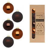 INGE-GLAS Weihnachtskugeln Glas 6cm x 20 Stück in Kartonbox Christbaumkugeln Set braun Mix