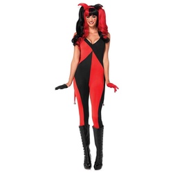 Leg Avenue Kostüm Harlekina Bodysuit, Zweiteiliges Harley Quinn-Kostüm schwarz L