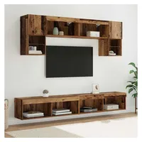 vidaXL TV Wand Einheiten mit LED 6 pcs Altholz Holzwerkstoff