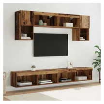 vidaXL TV Wand Einheiten mit LED 6 pcs Altholz Holzwerkstoff