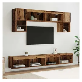 vidaXL TV Wand Einheiten mit LED 6 pcs Altholz Holzwerkstoff