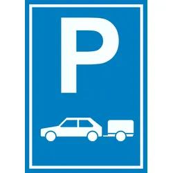PKW mit Anhänger Parkplatz Schild Gespannparkplatz A3 Rückseite selbstklebend