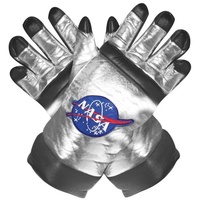 Underwraps Kostüm Astronaut Handschuhe silber, Kunstlederhandschuhe für Raumfahrer silberfarben