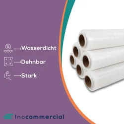Inoverse Stretchfolie Transparent Wickelfolie, 2 kg, 6 Rollen, Für Möbel & Umzug, Palettenfolie, Handstretchfolie