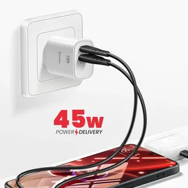 Swissten Edge GaN 1x USB-C PD 45W + 1x USB-A 18W QC Weiß
