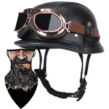 Halbschalenhelm mit DOT/ECE Motorradhelm Motorrad Halbhelme Open Face Helm Jethelm Rollerhelm Motorrad-Halb offener Helm Mopedhelm Cruiser Chopper Helm