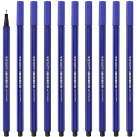 Westcott Fineliner blau 10 Stück | 10er Pack Premium Fineliner mit 0,4mm Strichstärke | Präzise Strichführung, metalleingefasste Spitze, schnelltrocknende Tinte auf Wasserbasis | E-737777 00
