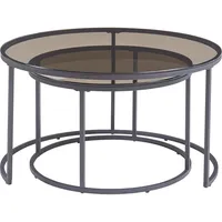 [en.casa] Couchtisch 2er Set Kokkola Rauchglas, grau