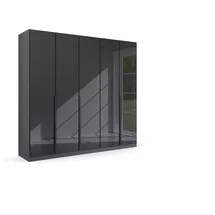 Rauch Modern by Quadra Spin Grau metallic/Glas basalt, Schwarz, 5-trg., inkl. 3 Kleiderstangen, 3 Einlegeböden, BxHxT 226x210x54 cm