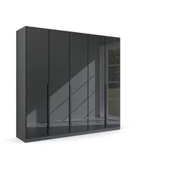 Rauch Modern by Quadra Spin Grau metallic/Glas basalt, Schwarz, 5-trg., inkl. 3 Kleiderstangen, 3 Einlegeböden, BxHxT 226x210x54 cm