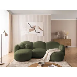 s-style möbel Wohnlandschaft Nuvola mit abgerundetem Design Grün Bouclé-Stoff
