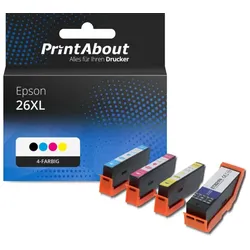 Druckerpatrone kompatibel mit Epson 26XL (T2636) - 4 Farben - Hoher Kapazität - Multipack