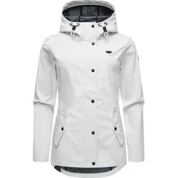 Softshelljacke RAGWEAR "Margge Shell", Damen, Gr. XS (34), weiß, Obermaterial: 100% Polyester; Innenfutter: 100% Polyester, sportlich, tailliert hüftbedeckend, hoch geschlossener Ausschnitt, Langarm Ärmel ohne Ärmelschlitz normaler Saum, Jacken, wasserdichte Damen Übergangsjacke mit großer Kapuze