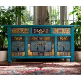 opium outlet Sideboard Kommode Schrank Schlafzimmer China asiatisch orientalisch Vintage Shabby Chic chinesisch blau