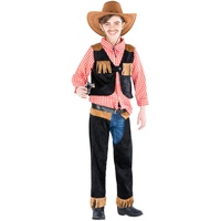 dressforfun Jungenkostüm Cowboy | Kostüm mit Chap- Hose + karriertem Hemd + Weste in Velourslederoptik (12-14 Jahre | Nr. 300540)