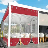 Durchsichtige Plane Vorhange,0,5mm Klarsicht Planen Vorhänge mit Ösen,Schutzplane Seitenwände mit RV,Schwerlast wasserdichte Plane für Terrasse/Pergola/Pavillon,Höhe x Länge(3.3x3.6m/10.83x11.81ft)