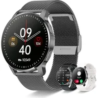 Smartwatch für Herren und Damen, Anruf- und Antwo, 1,32 Zoll Fitness-Tracker,20 Sportmodi, Schrittzähler, Herzfrequenzmesser, Stoppuhr,Android iOS - Schwarz