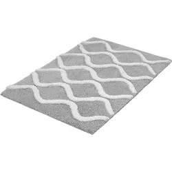 Badematte KLEINE WOLKE "Piana", weiß (auster), H:23mm, Polyester, Badematten, Badteppich, modernes Wellen 3D-Design