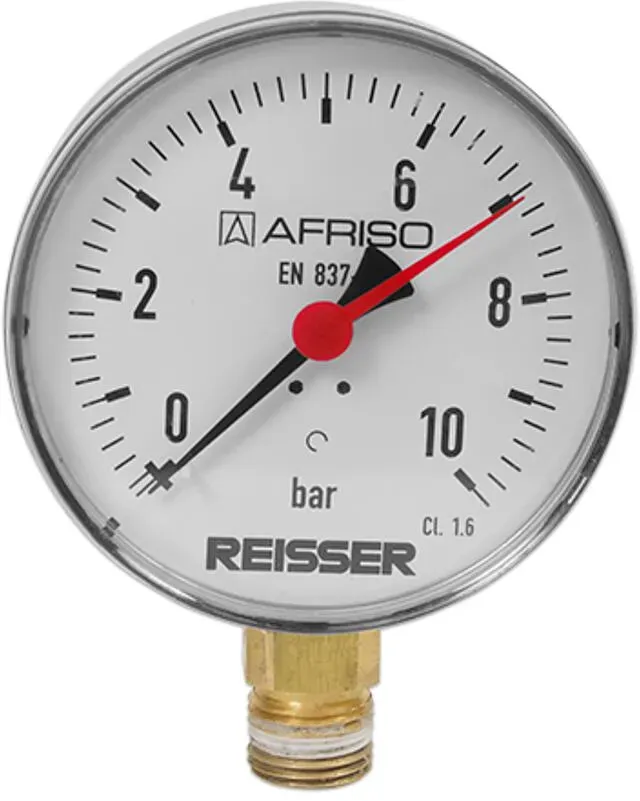 Rohrfeder-Manometer für Heizung/Sanitär Industrie - Radial, DN15 (Ausführung: Ø80 mm. 1/2''. 16bar Anzeigebereich)