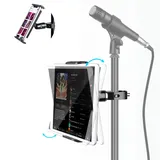 elitehood Metall Mikrofonständer Tablet Halterung, 360° Drehbar Tablet Mic Ständer Halterung, Tablet Halter für Mikrofon Musikstand Kompatibel mit iPad Mini Air Pro, Mehr 4-12.9” Tablets und Telefon