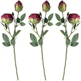 layba Künstliche Rosen 3er Set Dunkelrot 55cm – Ausdrucksstarke Dekoration für exklusive Events + Interieurs