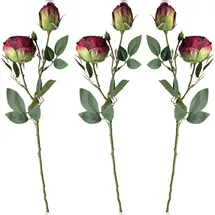 layba Künstliche Rosen 3er Set Dunkelrot 55cm – Ausdrucksstarke Dekoration für exklusive Events + Interieurs