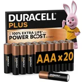 Duracell Plus AAA-Batterien (20er-Pack) – Alkaline-Batterien 1,5 V