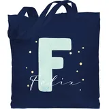 Baumwolltasche - Personalisierbares Design mit Anfangsbuchstabe und Namen | Geschenkidee mit Initialen | Kombiniere Initialbuchstabe und Namen individuell - Unisize - Navy Blau - namens geschenke - Einheitsgröße