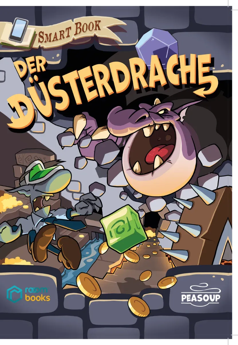 Interaktives Abenteuerbuch für Kinder ab 8 Jahren, 146 Seiten, 24,5 x 17,2 cm, Papier - Peasoup Smart Book Der Düsterdrache - App-Integration, Leseförderung