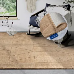 Villeroy & Boch Wollteppich »Ursule«, rechteckig, 10 mm Höhe, Läufer, handgewebt, Wolle, Natur, Wohnzimmer, Geometrie, Boho Villeroy & Boch Beige B: 190 cm   1 St.