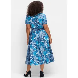 sheego Etuikleid Blau gemustert 50
