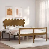 The Living Store Seniorenbett mit Kopfteil Honigbraun Kingsize Massivholz - Braun