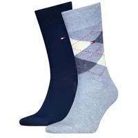 TOMMY HILFIGER Herren Socken Check 2er Pack - light blue melange - 43-46