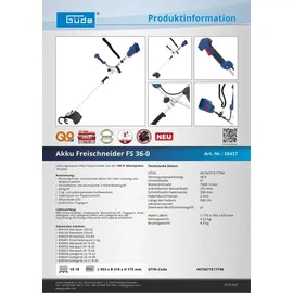 Güde Akku Freischneider FS 36-0