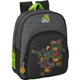 Safta TORTUGAS Ninja Schulrucksack für Kinder, ideal für Kinder verschiedener Altersgruppen, bequem und vielseitig, Qualität und Widerstandsfähigkeit, 27 x 10 cm, Grau/Schwarz, Grau/Schwarz,