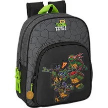 Safta TORTUGAS Ninja Schulrucksack für Kinder, ideal für Kinder verschiedener Altersgruppen, bequem und vielseitig, Qualität und Widerstandsfähigkeit, 27 x 10 cm, Grau/Schwarz, Grau/Schwarz,