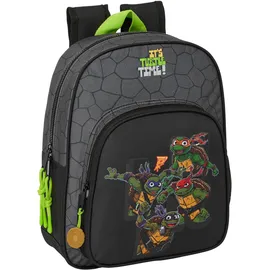Safta TORTUGAS Ninja Schulrucksack für Kinder, ideal für Kinder verschiedener Altersgruppen, bequem und vielseitig, Qualität und Widerstandsfähigkeit, 27 x 10 cm, Grau/Schwarz, Grau/Schwarz,