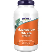 Now Foods, Magnesium Citrate (Magnesiumcitrat Magnesiumglycinat und Magnesiummalat), 180 Weichkapseln, Laborgeprüft, Glutenfrei, Vegetarisch, Sojafrei, ohne Gentechnik