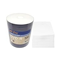 MP-Pro DVD-R Rohlinge 4,7 GB Smart-Glossy Inkjet Printable Weiß Glänzend Bedruckbar - 100er Spindel mit Papier-CD-Hüllen