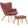 s-style möbel Lounge-Sessel Cord 71 x 96 x 86 cm Rot/Orange mit Hocker