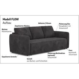 Cotta Big-Sofa "Megasofa, Flow, Breite 222 cm", taupe, B:222cm H:89cm T:102cm, 96% POLYESTER (PES) 4% POLYAMID(PA), Sofas, Big-Sofa, wahlweise mit Bettfunktion