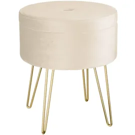 Tectake tectake® Sitzhocker mit Stauraum, rund, gepolstert, in Samtoptik