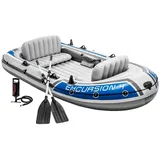 Intex Schlauchboot Excursion 4 Weiß inkl. Pumpe und Alu-Paddel
