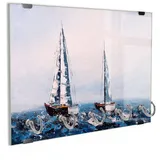 DEQORI Schlüsselbrett 'Im Spiel der Wellen', (1 St), Schlüsselhalter Schlüssel Haken Schlüsselboard modern Schlüsselleiste blau