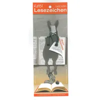 Lesezeichen Scandinavian Bookmarks Echtes Leder ROBI Der Esel Grau