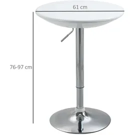 Homcom Bartisch Metall, ABS-Lackierung Weiß Ø61 x 76-97 cm, Esszimmer, Barmöbel, Bartische