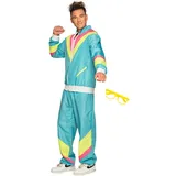 Boland - Party Set für Herren, blau-gelb, 80er Jahre Trainingsanzug und Party-Brille, Bad Taste, Kostüm, Karneval, Mottoparty