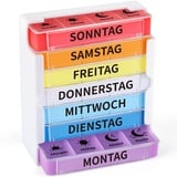 Opret Tablettenbox 7 Tage Morgens Mittags Abends Nachts, Pillendose Medikamentenbox Pillenbox 4 Fächer Tablettendose Tabletten Wochenbox Supplement Box Organizer