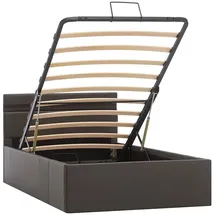 vidaXL Bett mit Bettkasten Hydraulisch LED Grau Kunstleder 100x200 cm